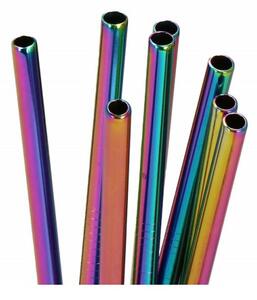 Nerezové brčko na drinky, sada 10ks, duhové SPRINGOS STRAW