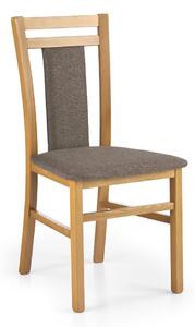 Dřevěná jídelní židle HUBERT 8 – masiv, látka, více barev medový dub / šedá