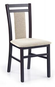 Dřevěná jídelní židle HUBERT 8 – masiv, látka, více barev wenge / béžová