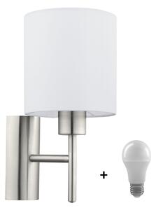 Eglo 94924 PASTERI white - Nástěnná textilní lampička, 1 x E27 + Dárek LED žárovka (Lampa na zeď v barvě bílé)