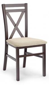Dřevěná jídelní židle DARIUSZ – masiv, látka, více barev Tmavý ořech / Béžová