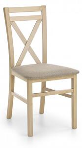 Dřevěná jídelní židle DARIUSZ – masiv, látka, více barev Medový dub / Šedá