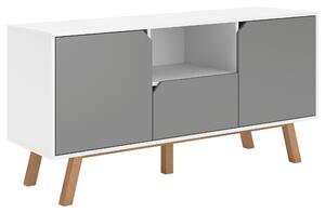 NÍZKÁ KOMODA, buk, barvy grafitu, bílá, 140/70/42 cm MID.YOU, Online Only