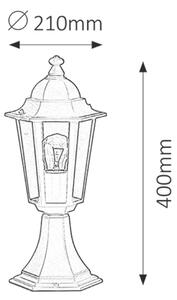 Rabalux 8206 VELENCE - Venkovní stojací lucerna, IP43, výška 40cm (Venkovní stojací lampa v černé barvě)