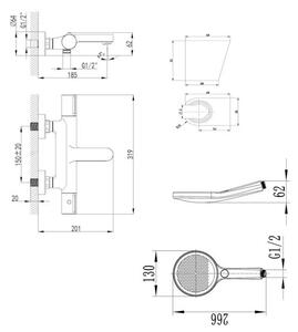 Kielle Oudee Termostatická vanová baterie se setem, EcoSpare, chrom 10302SNT100