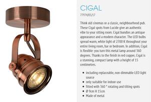 Lucide 77974/05/17 CIGAL C - Retro stropní nebo nástěnné svítidlo v měděné barvě (Naklápěcí a natáčecí bodovka v retro stylu, včetně LED žárovky)