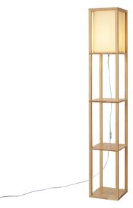 Moderní stojací lampa dřevěná s béžovým stínidlem - Stojan