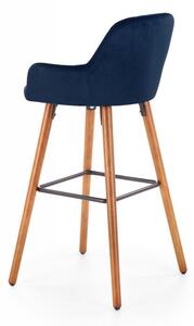 Barová židle BICKLE – masiv, kov, látka, tmavě modrá