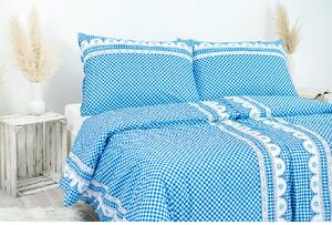 Karoline (Staňková) Ložní povlečení bavlna kanafas chalupářské modré rozměry: 140x200cm + 70x90cm-ZIP