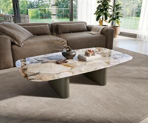 DELIFE Konferenční stolek Edge tvar oválný 135×80 cm keramika Patagonia leštěná Ovada Titanová barva