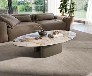 DELIFE Konferenční stolek Edge oválný 135×80 cm keramika Patagonia leštěný Ovada titanová barva
