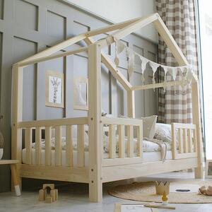 Domečková postel HouseBed duo se 2 zábranami Velikost spací plochy: 140x70, Barva: přírodní dřevo