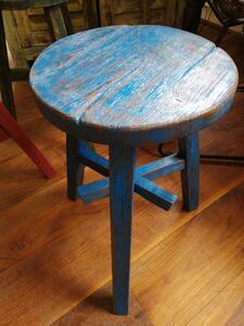 Hitra Dřevěná stolička modrá kulatá
