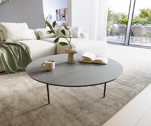 DELIFE Konferenční stolek Edge kulatý 100×100 cm keramika beton šedá Trive kov černá