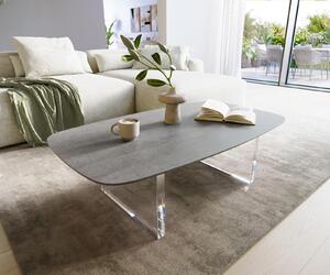 DELIFE Konferenční stolek Edge oválný 120×70 cm keramika beton šedá Lumia akryl