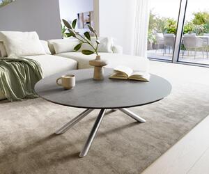 DELIFE Konferenční stolek Edge kulatý 100×100 cm keramika beton šedá Sarity nerezová ocel broušená