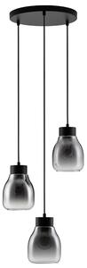 Kouřově šedé skleněné závěsné světlo Nova Luce Blacu 42 cm