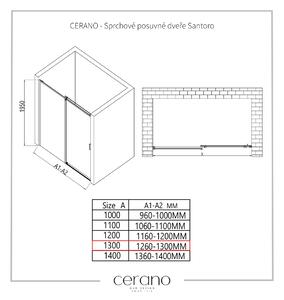 Cerano Santoro, sprchové posuvné dveře 130x195 cm, 6mm čiré sklo, chromový profil, CER-CER-424939