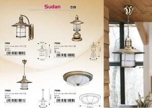 Rabalux 7991 SUDAN - Nástěnné rustikální retro svítidlo v bronzu (Rustikální retro lampa na zeď, bez vypínače)