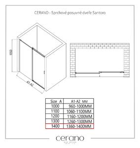 CERANO - Sprchové posuvné dveře Santoro L/P - černá matná, transparentní sklo - 140x195 cm