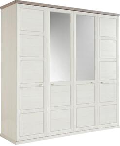 ŠATNÍ SKŘÍŇ SE ZRCADLEM, šedá, bílá, 205/209/60 cm Hom`in - Šatní skříně