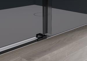 Cerano Santoro, sprchový kout s posuvnými dveřmi 130(dveře) x 80(stěna) x 195 cm, 6mm šedé sklo, černý profil, CER-CER-425485