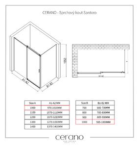 CERANO - Sprchový kout Santoro L/P - černá matná, transparentní sklo - 100x100 cm - posuvný