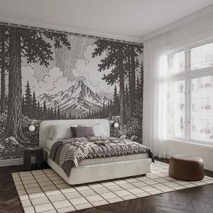 Fototapeta Krajina se stromy a horami, Přírodní fototapety, Populární fototapety, t00788 - Tapeko.co.cz