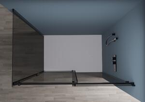 Cerano Santoro, sprchový kout s posuvnými dveřmi 140(dveře) x 80(stěna) x 195 cm, 6mm šedé sklo, černý profil, CER-CER-425497