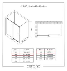 CERANO - Sprchový kout Santoro L/P - chrom, transparentní sklo - 110x70 cm - posuvný