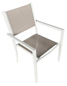 TEMPO Zahradní stohovatelná židle, bílá ocel/světle šedá, DORIO