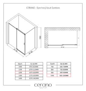 CERANO - Sprchový kout Santoro L/P - černá matná, grafitové sklo - 120x100 cm - posuvný
