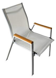 Zahradní stohovatelná židle, bílá ocel/dub, BONTO