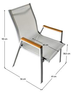 TEMPO Zahradní stohovatelná židle, bílá ocel/dub, BONTO