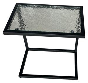 TEMPO Zahradní stolek, černá ocel/tvrzené sklo, SELKO