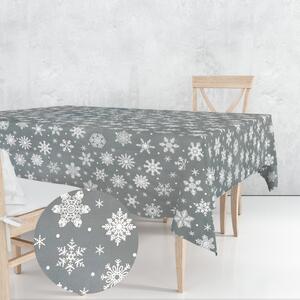 Ervi bavlněný ubrus na stůl obdélníkový - sněhové vločky na šedém