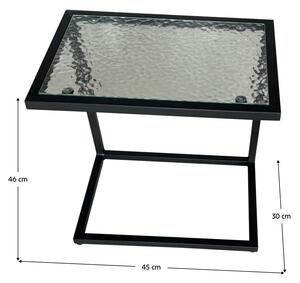 Zahradní stolek, černá ocel/tvrzené sklo, SELKO
