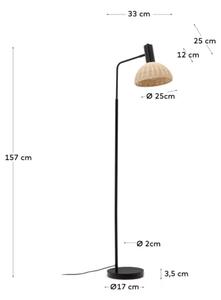 Černá kovová stojací lampa Kave Home Damila 157 cm