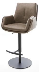 DELIFE Barová židle Clea-Flex mikrovlákno taupe vintage otočná podnož výškově nastavitelná kov černá