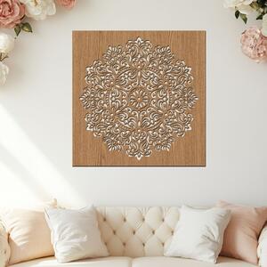 Dřevěná mandala VNITŘNÍHO KLIDU | Rozměry (cm): 40x40 | Zvolte barvu dekoru: Horský dub