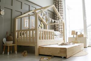Domečková postel Housebed 200x100 cm s přistýlkou / bezbarvý lak
