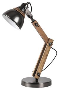 Rabalux 4199 AKSEL - Stolní industriální lampa s dřevěnou monturou (Naklápěcí stolní lampa, dřevo + černé stínidlo)