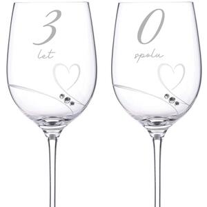 Dekorant Sklenice na bílé víno k výročí Romance s kamínky Swarovski 330ml 2KS SPOLU