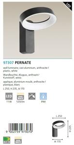 Eglo 97307 PERNATE - LED nástěnné svítidlo venkovní, antracit 11W, IP44 (LED moderní svítidlo na venkovní stěnu v antracitově šedé barvě)