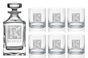 Diamante Křišťálový whisky set s gravírováním INICIÁL + JMÉNO 1+6
