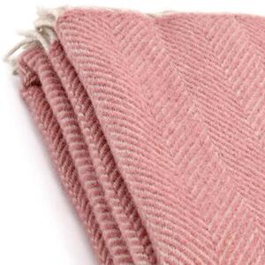 Vlněná deka Herringbone Dusky Pink Pearl 183 x 150 cm Tweedmill