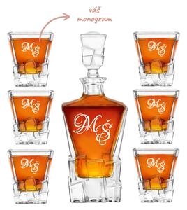 Dekorant Bohemia Jihlava křišťálový whisky set Crack 1+6 MONOGRAM