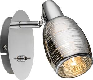Globo 54986-1 CARSON - Nástěnné svítidlo se stříbrným sklem, vypínač na svítidle (Moderní nástěnná lampička, naklápěcí stínidlo)