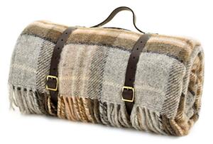 Pikniková vlněná deka Polo McKellar, kožené popruhy, 183x150 cm Tweedmill