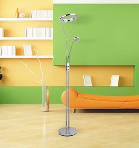Rabalux 4159 LESLIE - LED moderní stmívatelná lampa nejen do obýváku (Moderní LED stojací lampa s naklápěcím horním LED světlem a naklápěcí čtecí bodovkou )